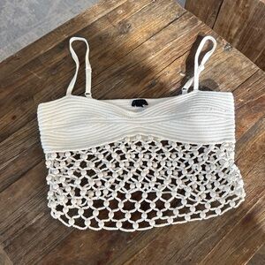 NBD x Revolve White Beaded Crochet Women Top